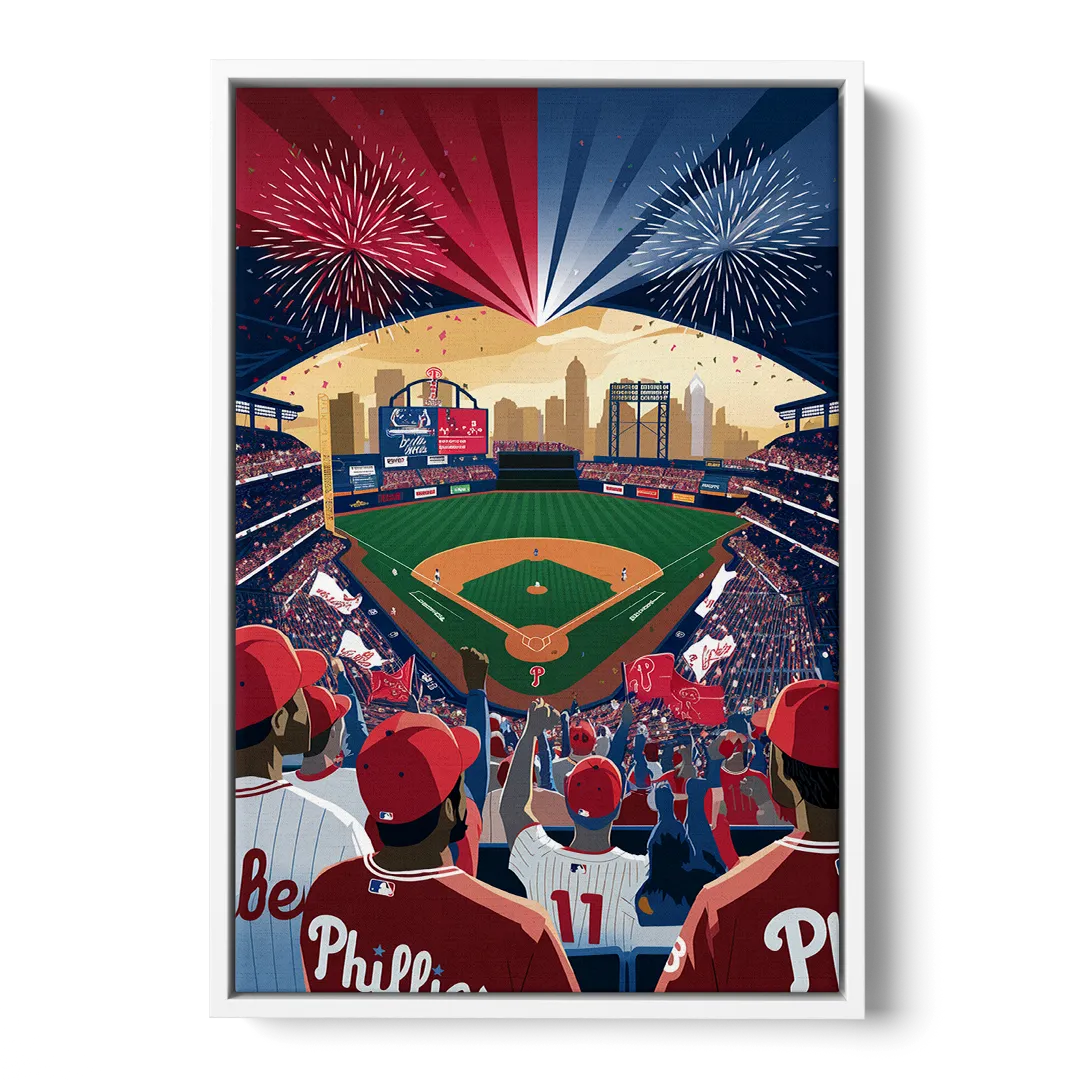 Philadelphia Phillies Celebration - White Frame Canvas