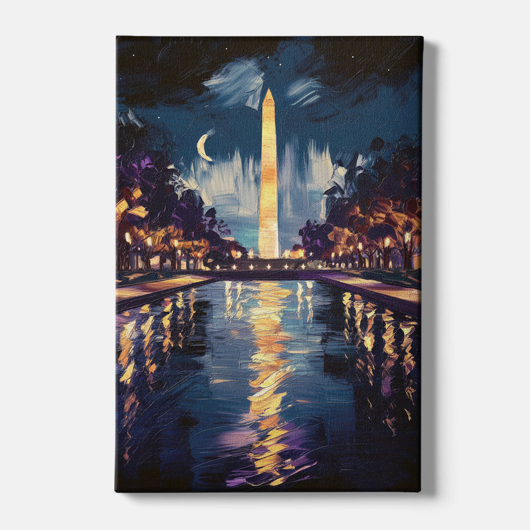 Washington DC Night Lights - Canvas Wall Art