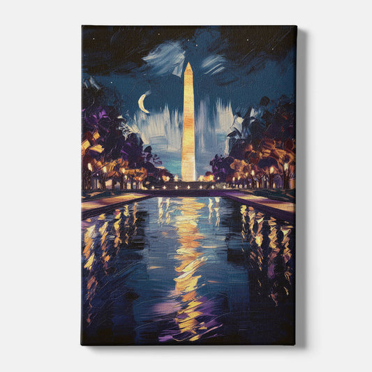 Washington DC Night Lights - Canvas Wall Art