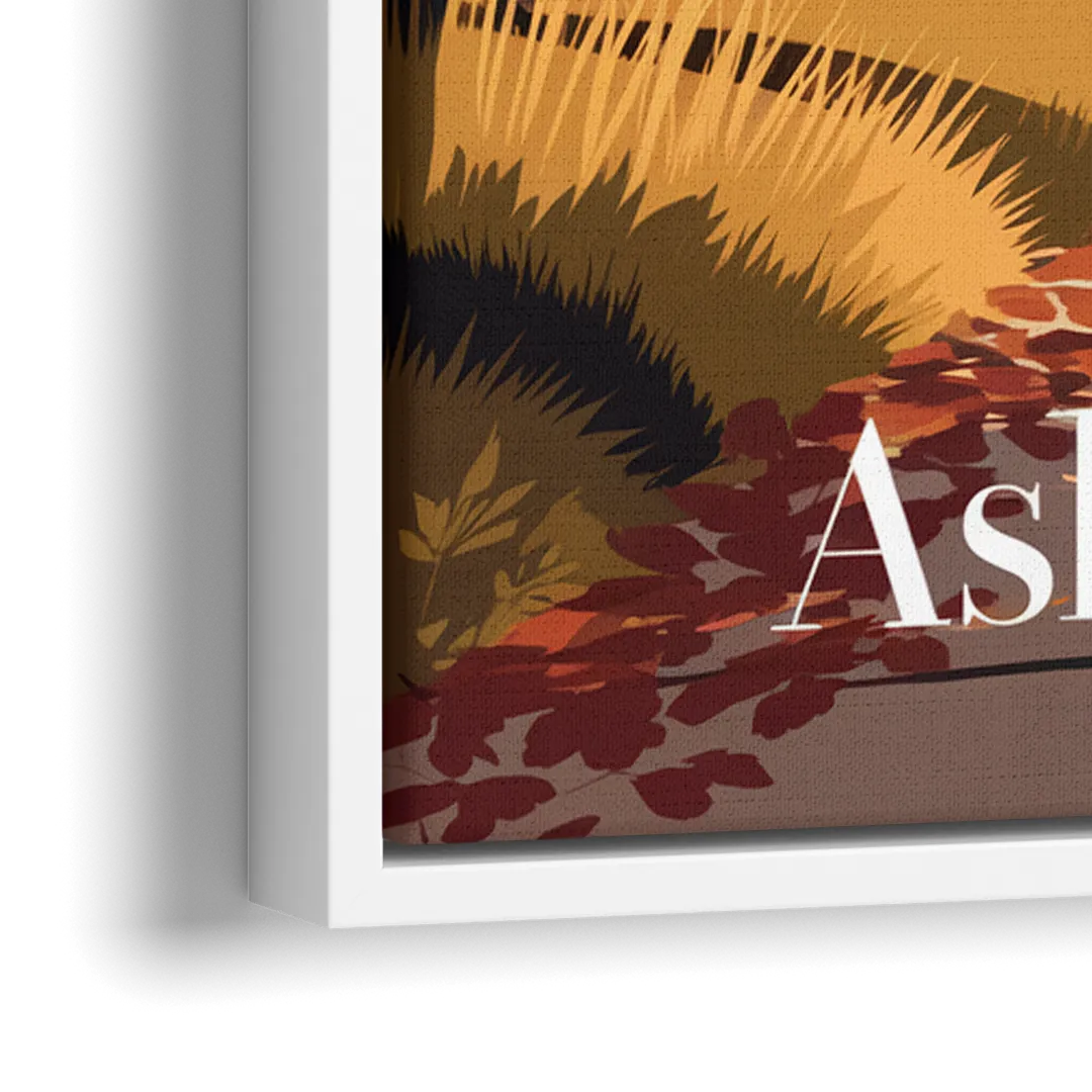 Asheville Fall Foliage Scene - Close-Up White Frame Canvas