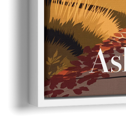 Asheville Fall Foliage Scene - Close-Up White Frame Canvas