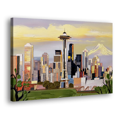 Seattle Downtown Skyline - Canvas Print Art Sides