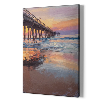 Virginia Beach Pier at Sunset - Canvas Print Art Sides