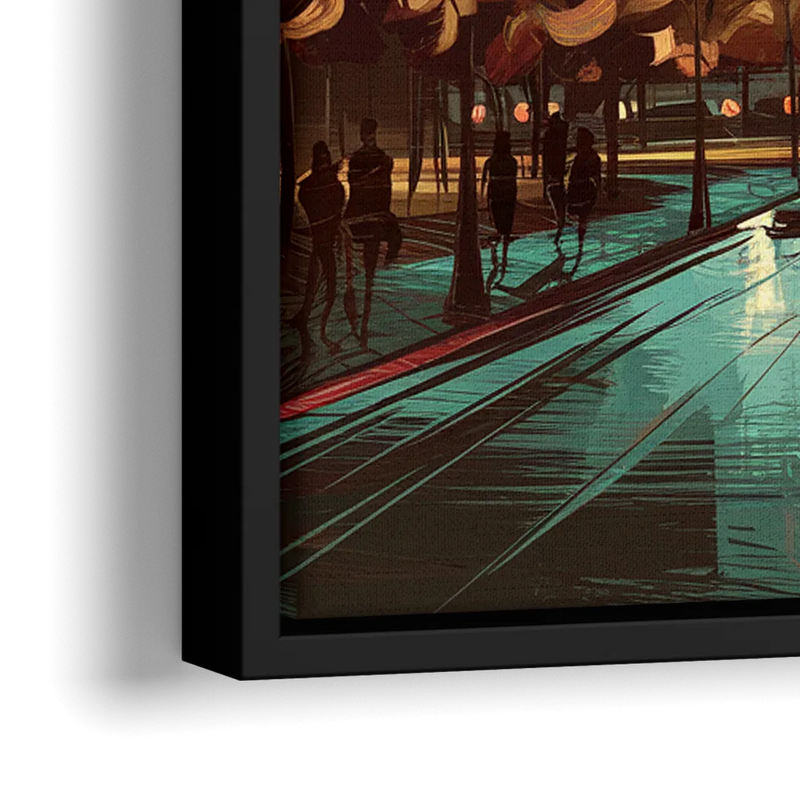 Chicago Magnificent Mile - Close-Up Black Frame Canvas