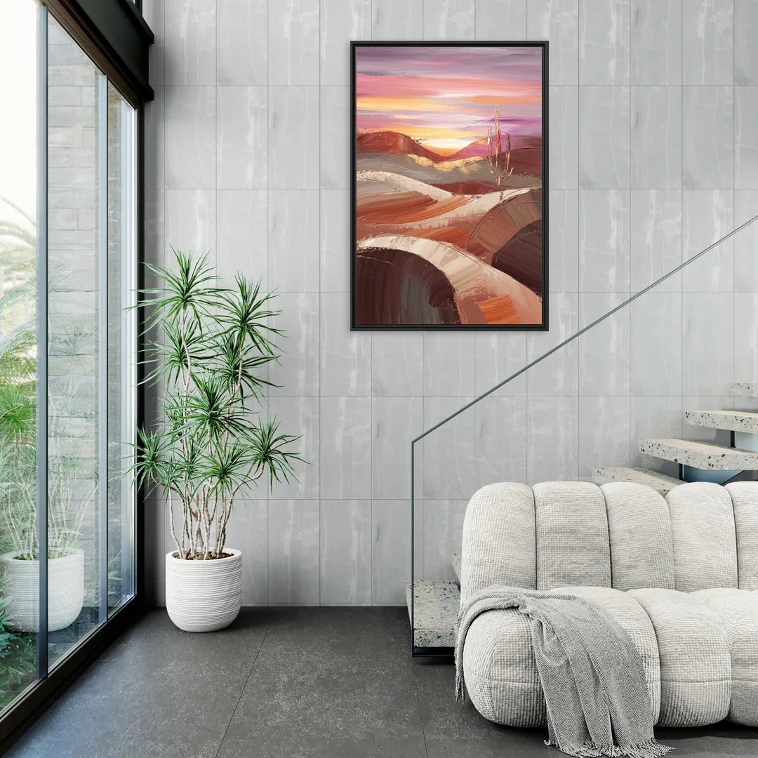 Santa Fe Desert Sunrise - Living Room Black Frame Canvas