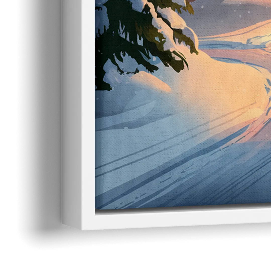 Park City Snowy Landscape - Close-Up White Frame Canvas