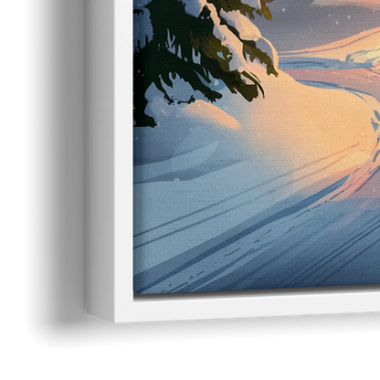 Park City Snowy Landscape - Close-Up White Frame Canvas