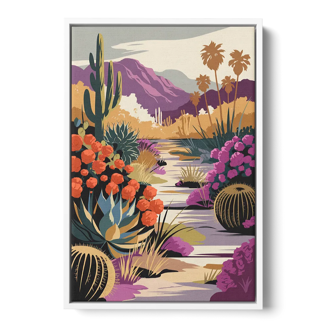 Palm Springs Desert Bloom - White Frame Canvas