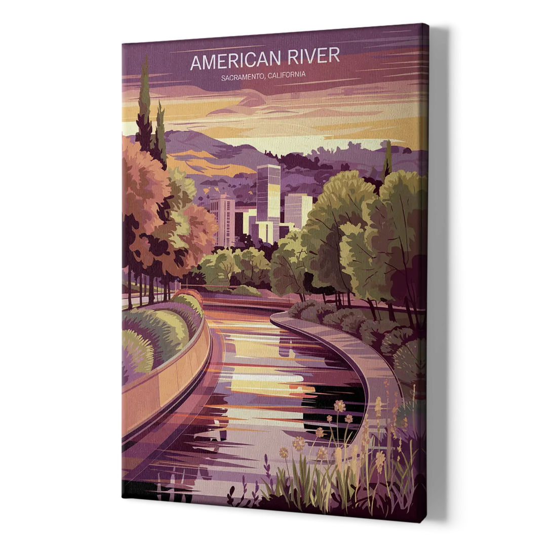 Sacramento American River Scene - Canvas Print Art Sides