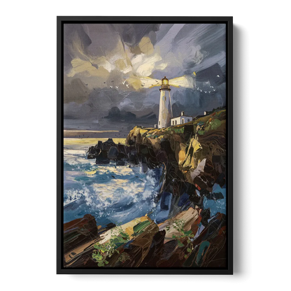 Bandon Lighthouse View - Black Frame Canvas