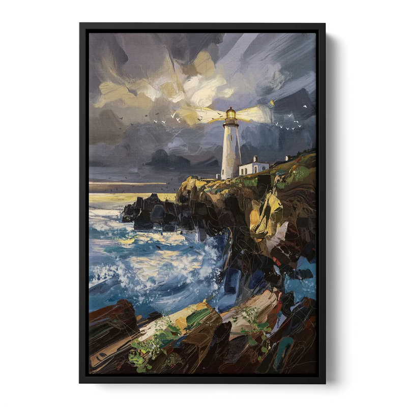 Bandon Lighthouse View - Black Frame Canvas