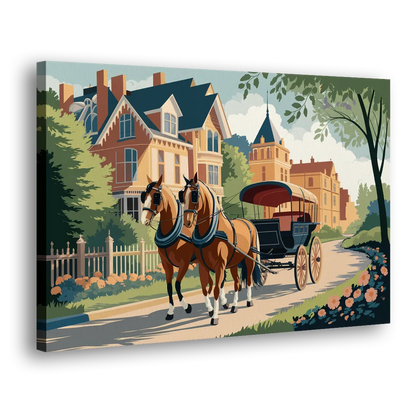 Mackinac Island Horse Carriage Ride - Canvas Print Art Sides