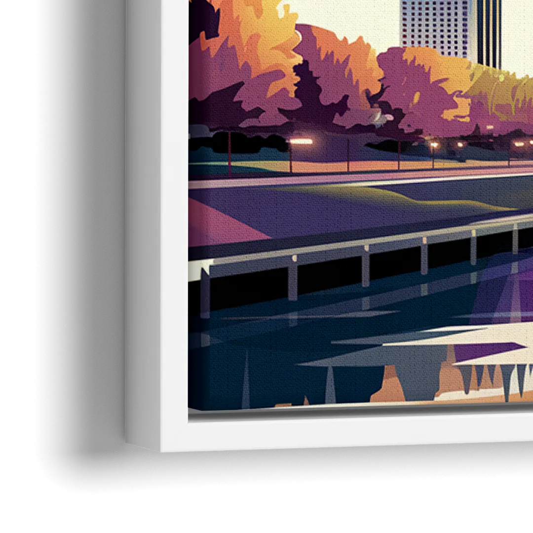 Marietta Skyline Sunset - Close-Up White Frame Canvas