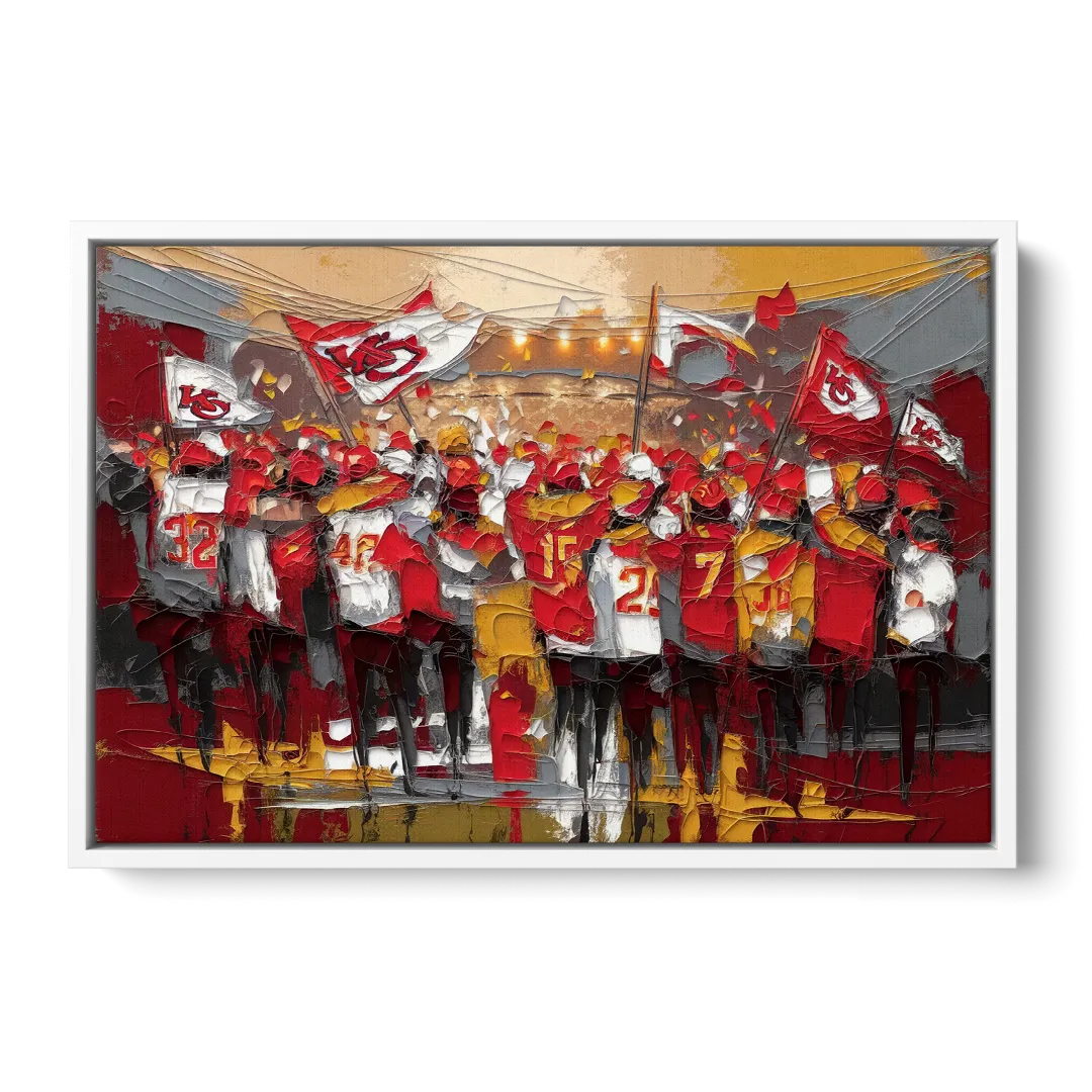 Kansas City Chiefs Fans Gathering - White Frame Canvas