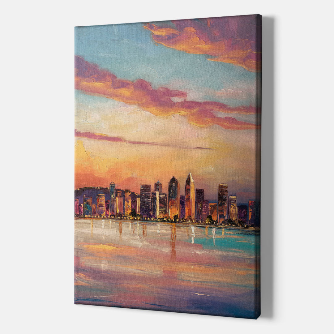 San Diego Skyline Sunset - Canvas Wall Art Indoor
