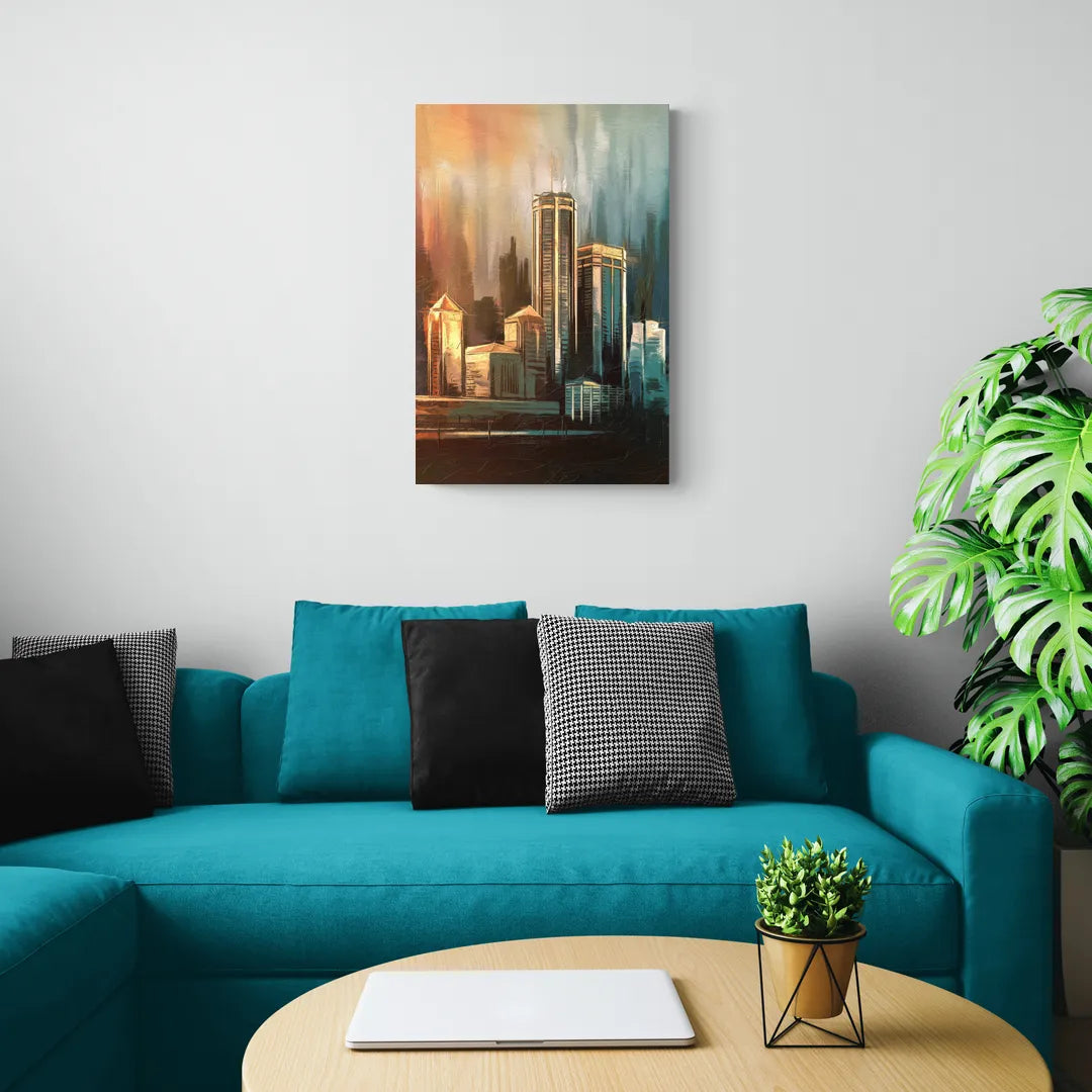 Detroit Urban Skyline - Canvas Wall Art Living Room