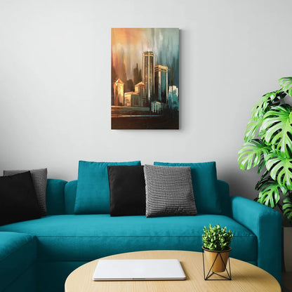 Detroit Urban Skyline - Canvas Wall Art Living Room