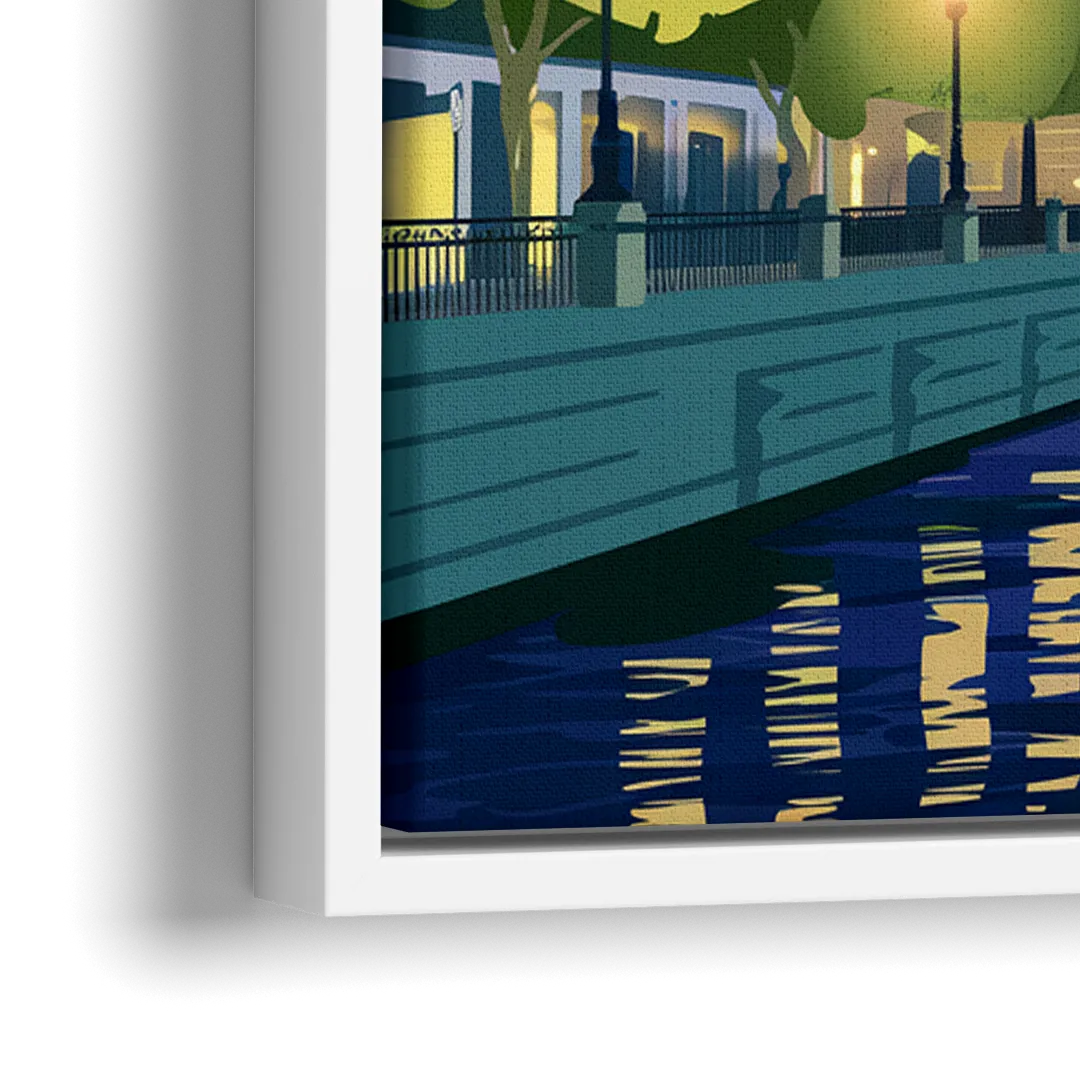 Providence Night Lights - Close-Up White Frame Canvas