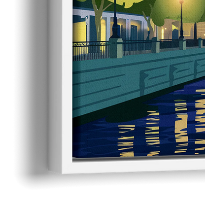 Providence Night Lights - Close-Up White Frame Canvas