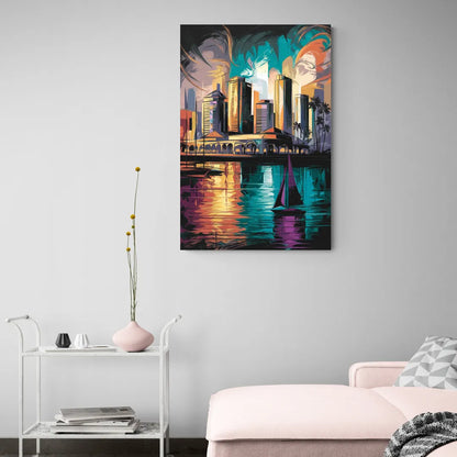 Corpus Christi Downtown Scene - Canvas Wall Art Living Room