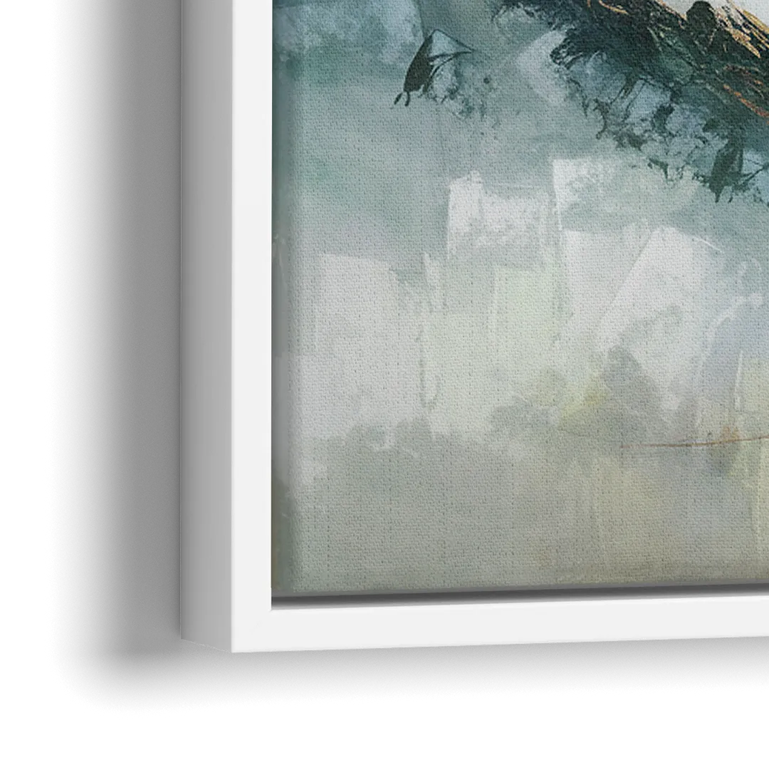 Gatlinburg Misty Mountain Gray Landscape - Close-Up White Frame Canvas