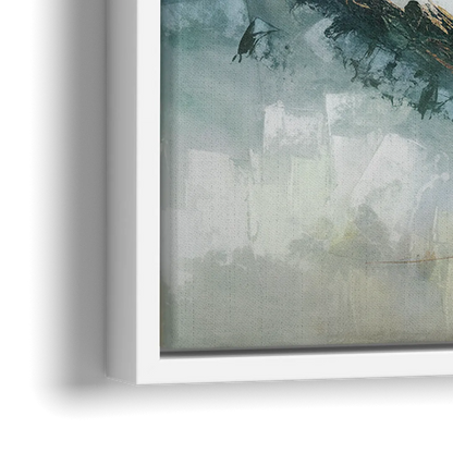 Gatlinburg Misty Mountain Gray Landscape - Close-Up White Frame Canvas