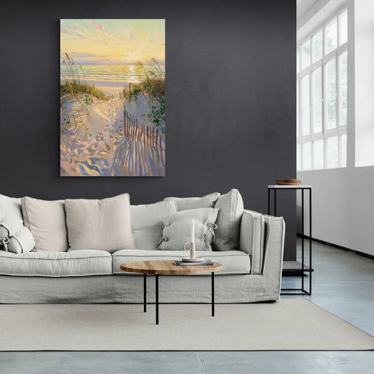 Long Beach Island Sunrise Glow - Canvas Wall Art Living Room