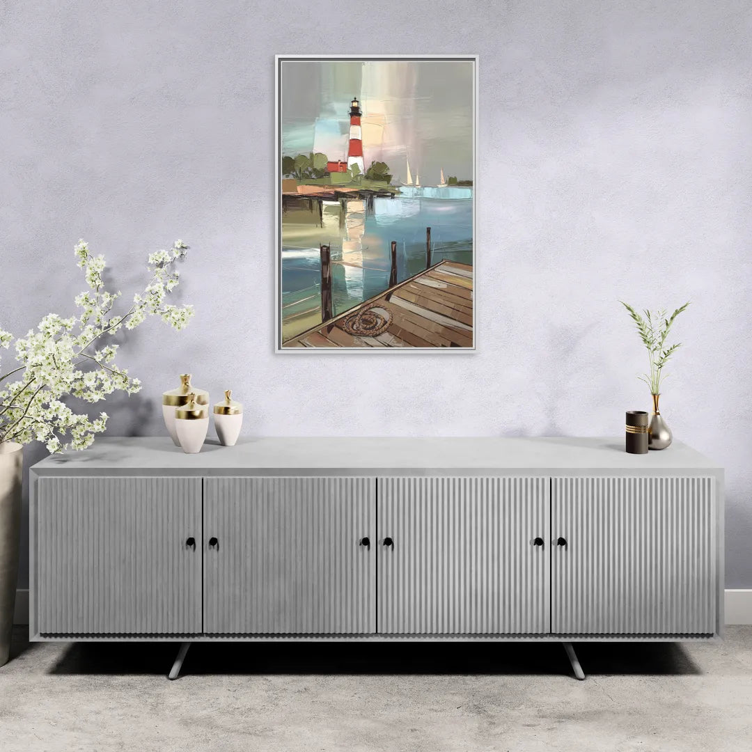 Hilton Head Island Coastal Lighthouse - Living Room White Frame Canvas