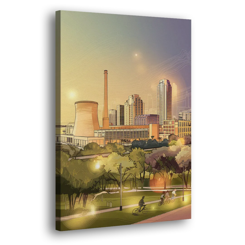 Austin Seaholm District - Canvas Print Art Sides