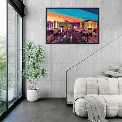 Las Vegas Iconic Strip Experience - Living Room Black Frame Canvas