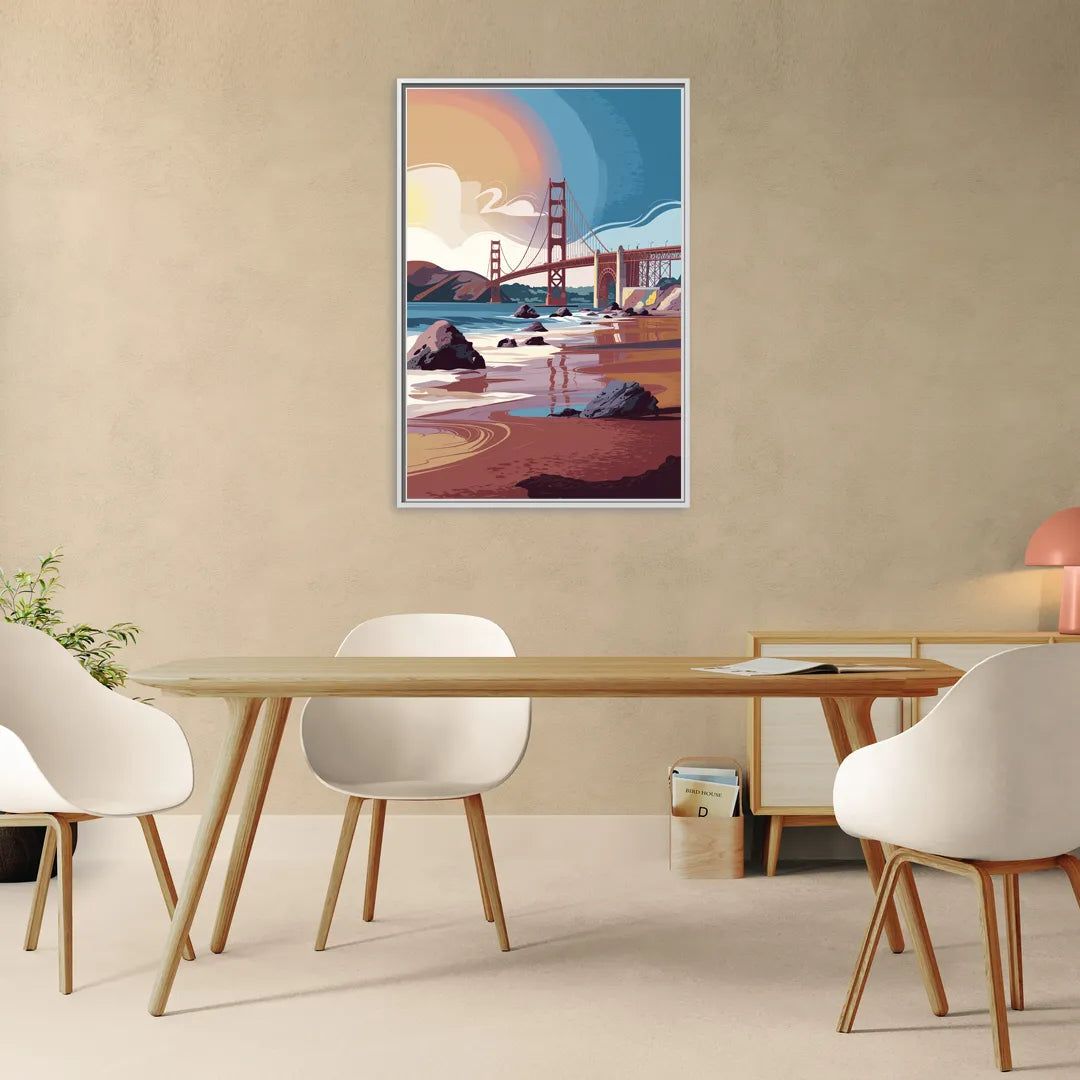 San Francisco Coastal Beauty - Living Room White Frame Canvas