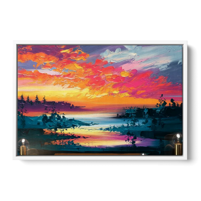 Mckinney Vibrant Sunset - White Frame Canvas