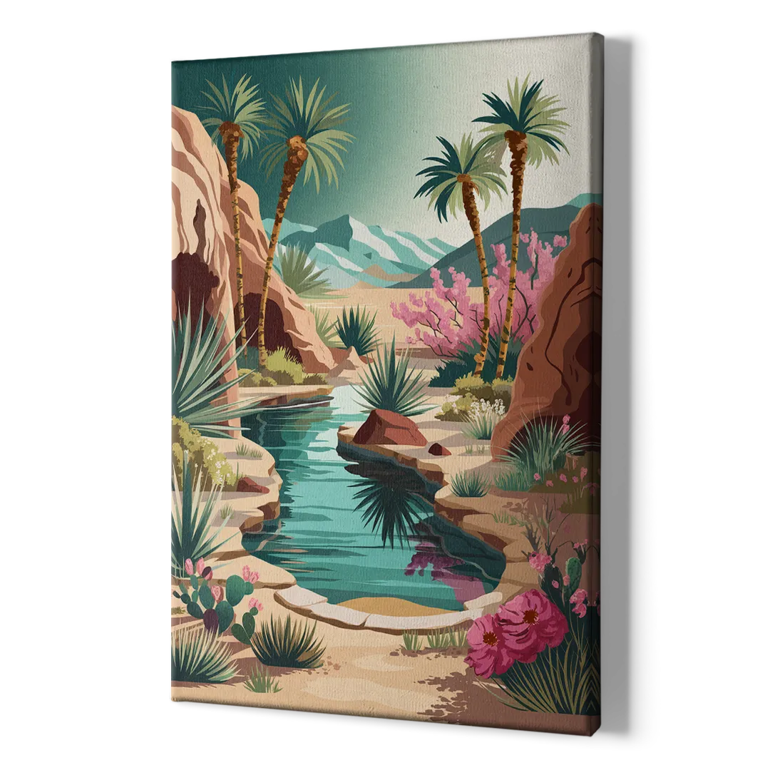 Palm Springs Desert Oasis - Canvas Print Art Sides