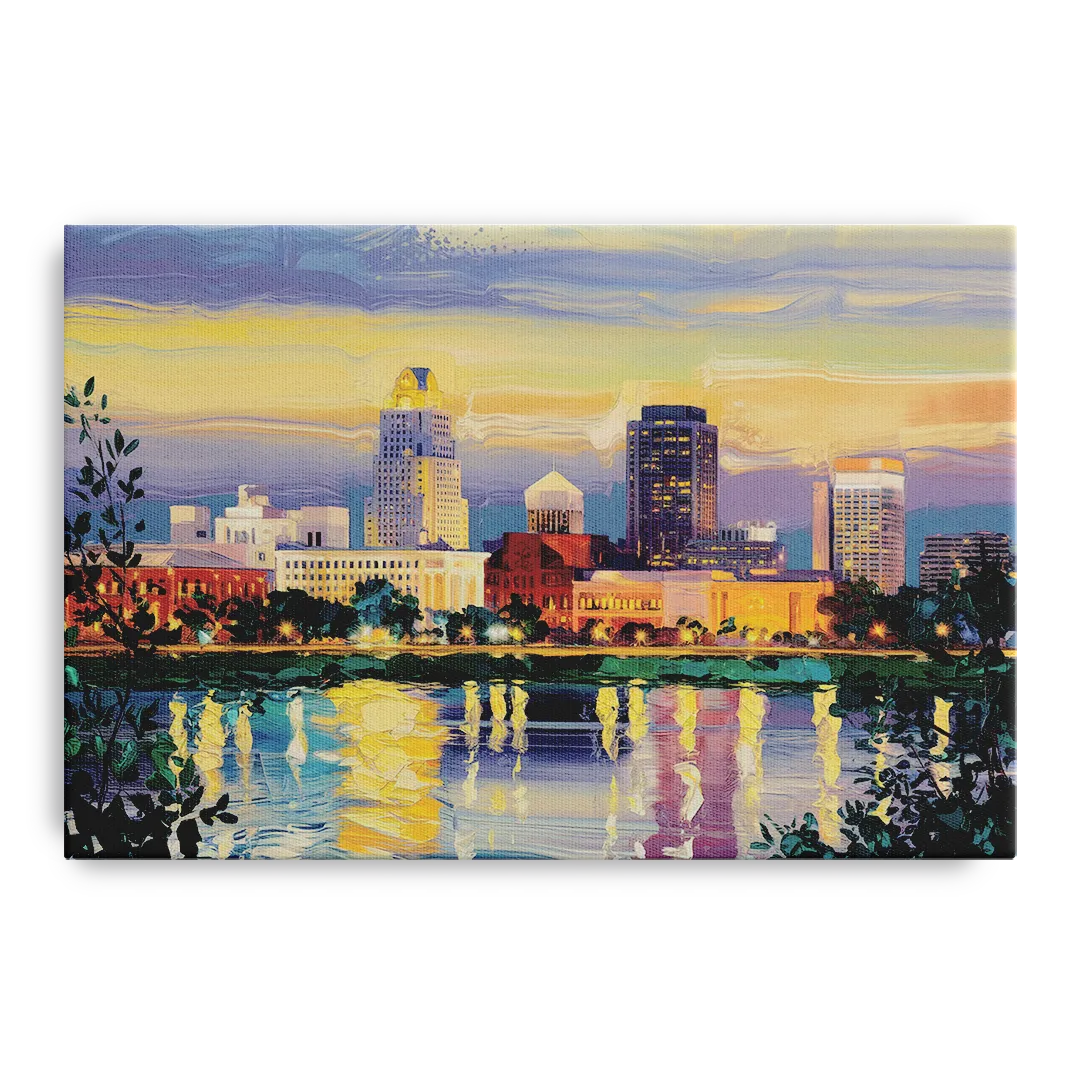Greensboro Cityscape Panorama - Canvas Wall Art