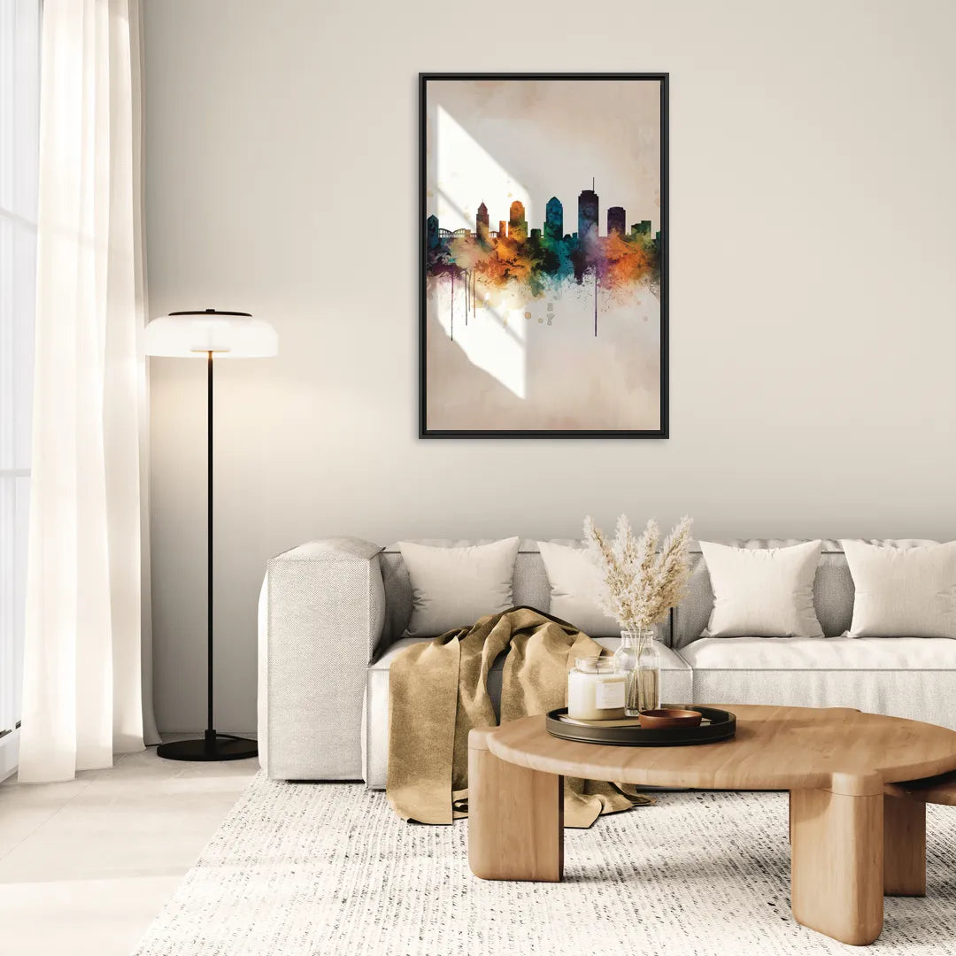 Tulsa Historic Landmarks - Living Room Black Frame Canvas