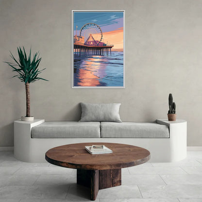 Los Angeles Santa Monica Pier - Living Room White Frame Canvas
