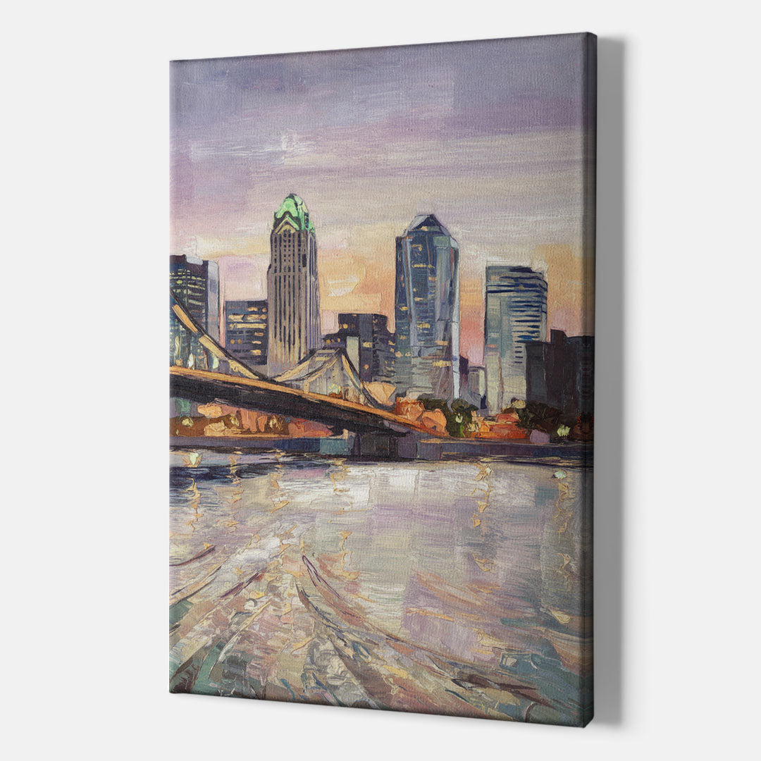 Cincinnati Skyline at Dawn - Canvas Wall Art Indoor