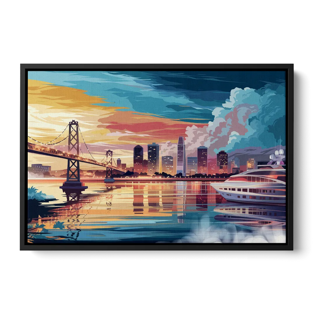 Oakland Waterfront Charm - Black Frame Canvas