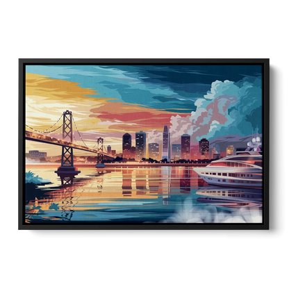 Oakland Waterfront Charm - Black Frame Canvas