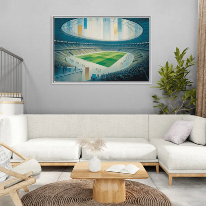 Olympic Stadium Panorama - Living Room White Frame Canvas