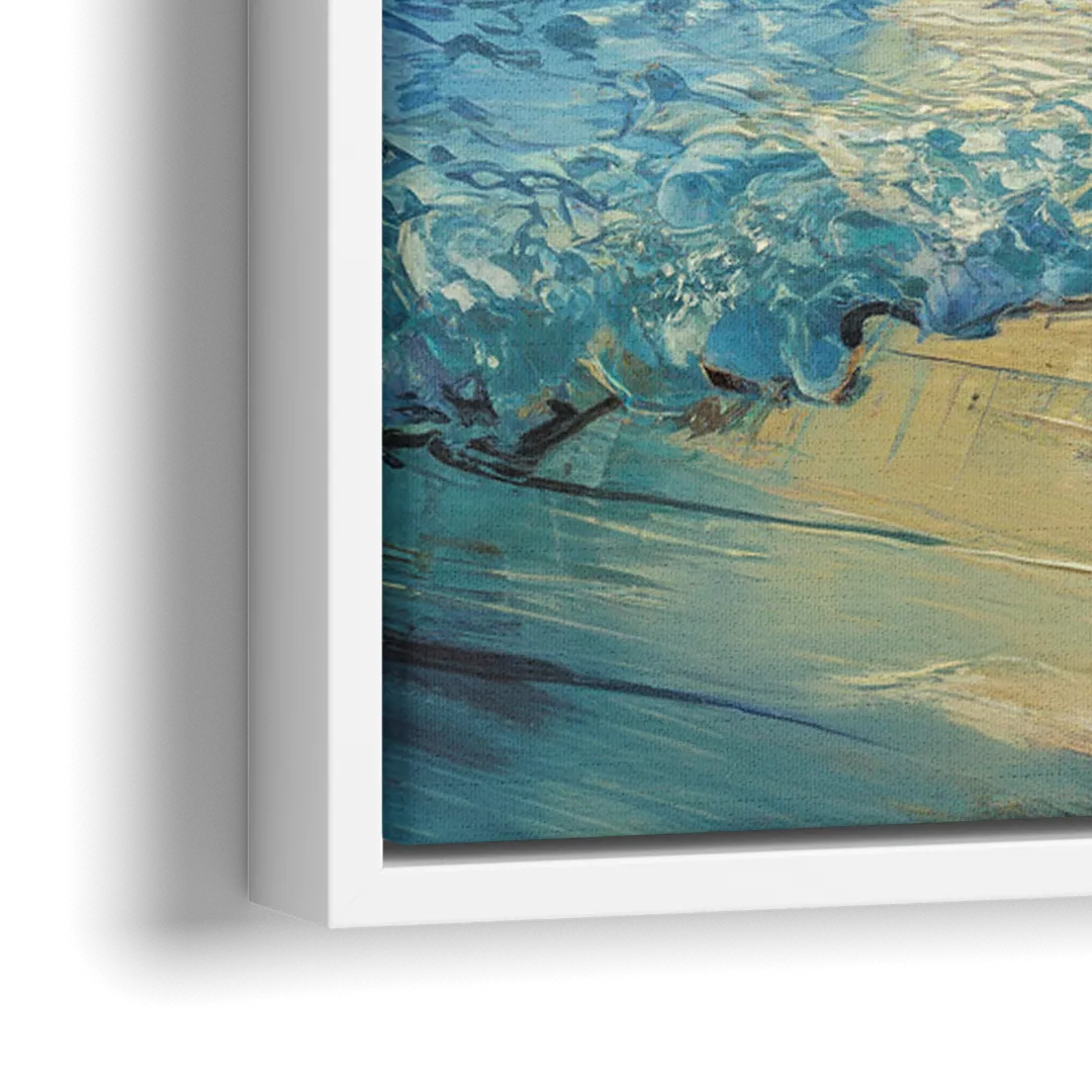Honolulu Ocean Waves Scene - Close-Up White Frame Canvas