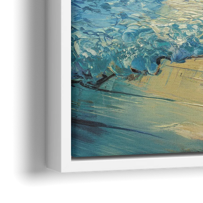 Honolulu Ocean Waves Scene - Close-Up White Frame Canvas