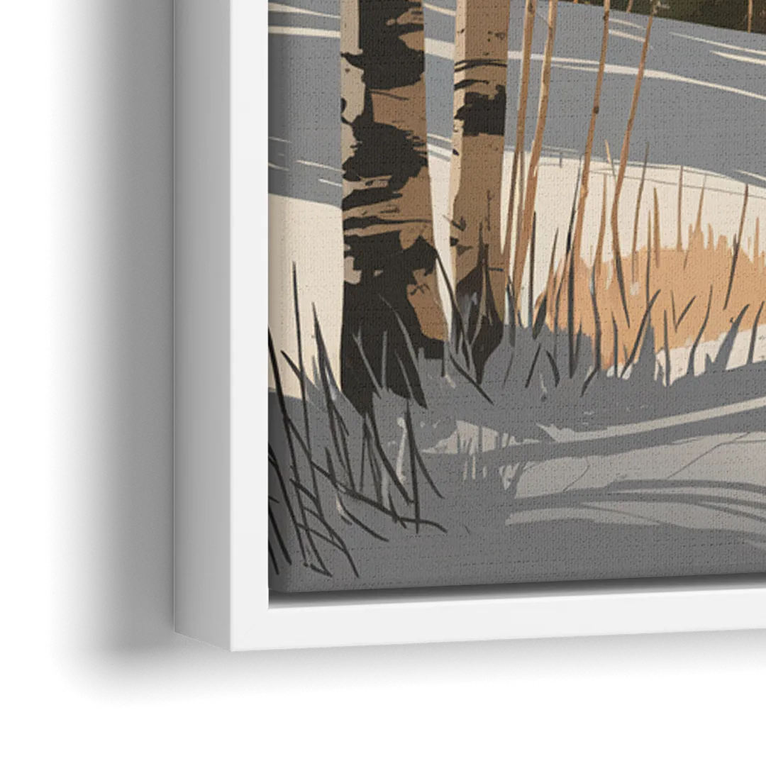 Aspen Snowy Peaks - Close-Up White Frame Canvas