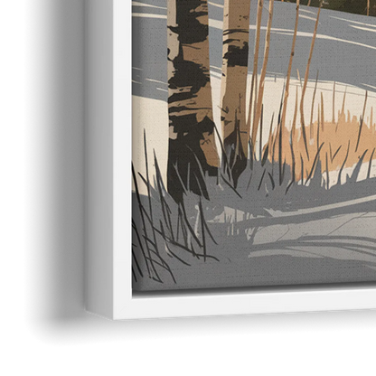 Aspen Snowy Peaks - Close-Up White Frame Canvas