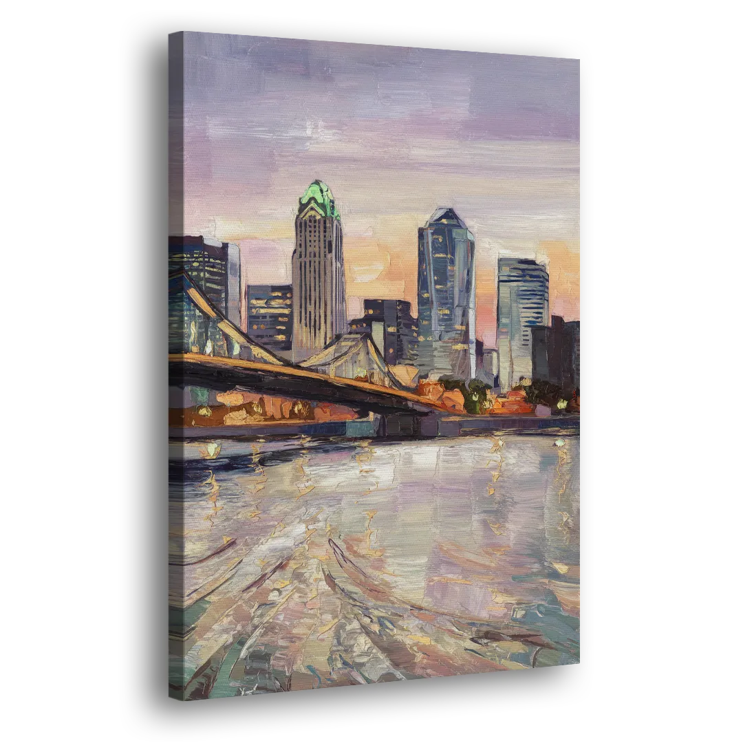 Cincinnati Skyline at Dawn - Canvas Print Art Sides