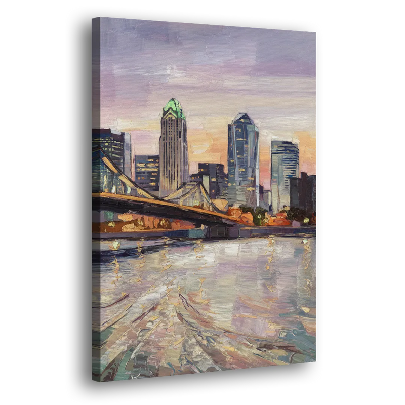 Cincinnati Skyline at Dawn - Canvas Print Art Sides
