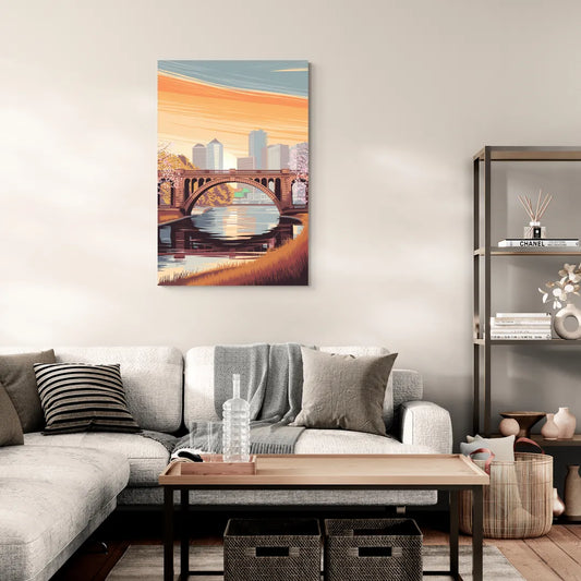 Minneapolis Iconic Stone Arch Bridge - Canvas Wall Art Living Room