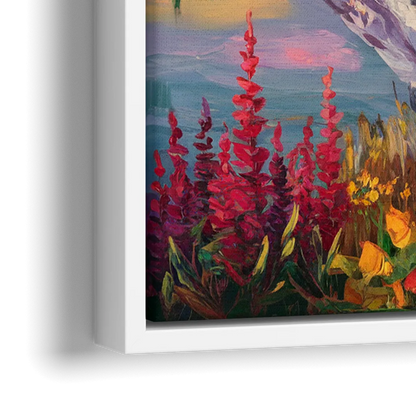 Tacoma Mount Rainier Reflection - Close-Up White Frame Canvas