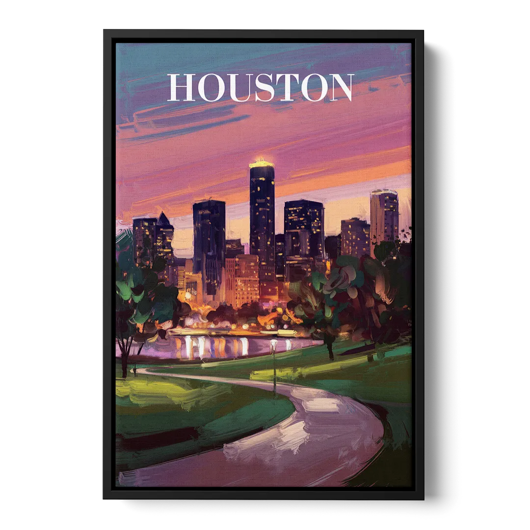 Houston Downtown Vibes - Black Frame Canvas
