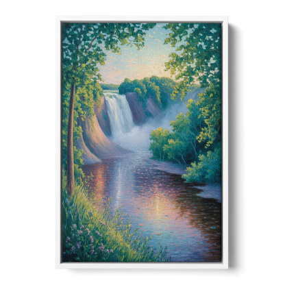 Montmorency Falls Panorama - White Frame Canvas